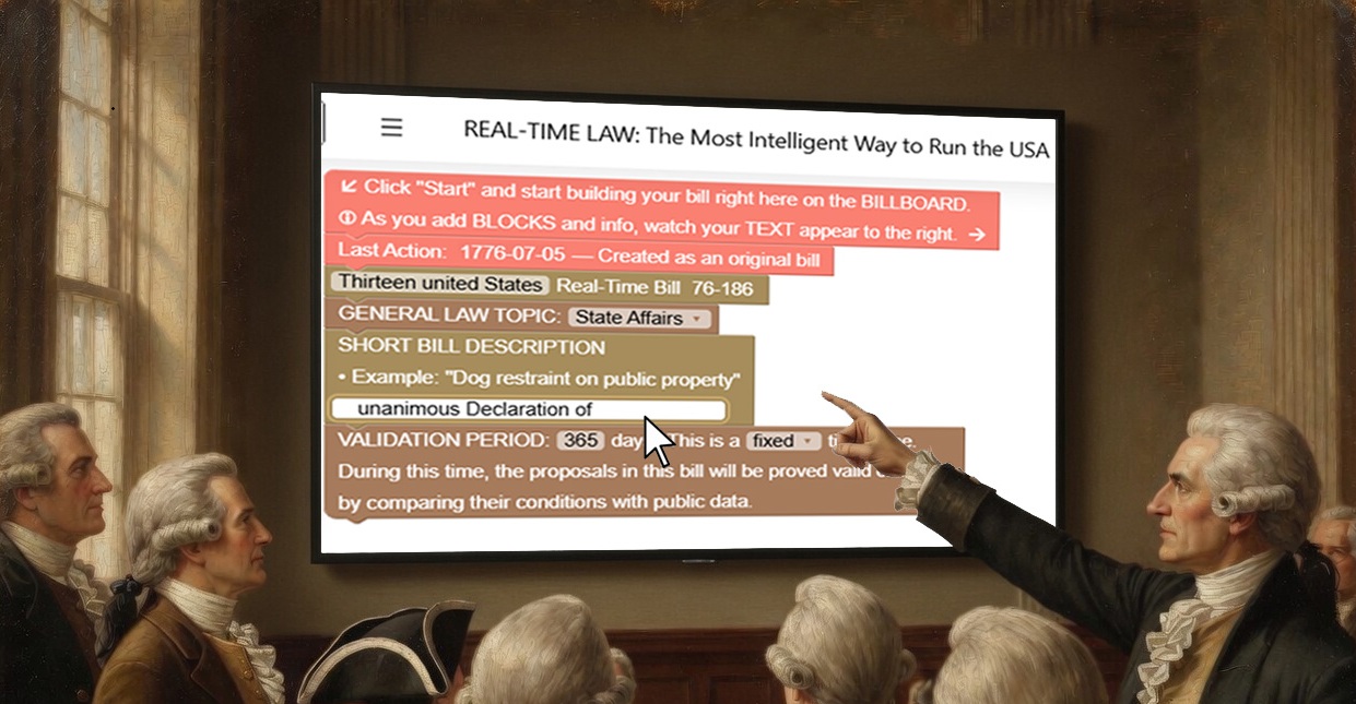 An imagined session of American Founders creating a Real-Time Law.